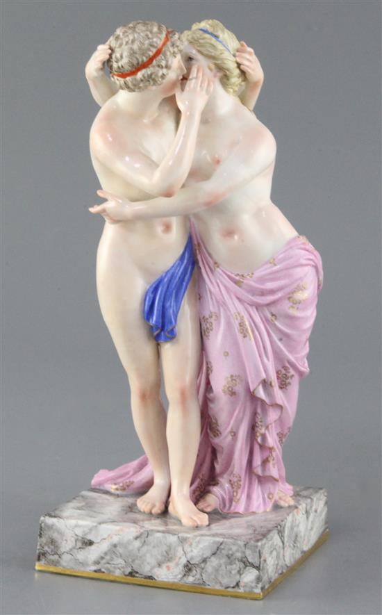 A Meissen group of Cupid and Psyche, late 19th century, height 26.5cm